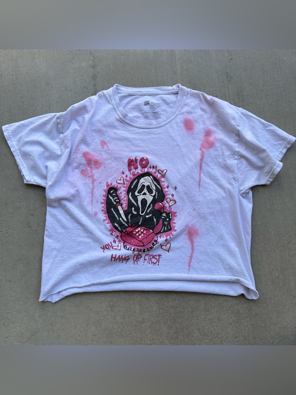 Ghostface Scream Horror Slasher Crew Neck T-Shirt Crop Top Women’s Size L